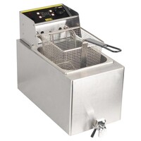 Friteuse Inox | 8 Litres | Robinet De Vidange | 2.9kW/230V | 283x595x452(h)mm