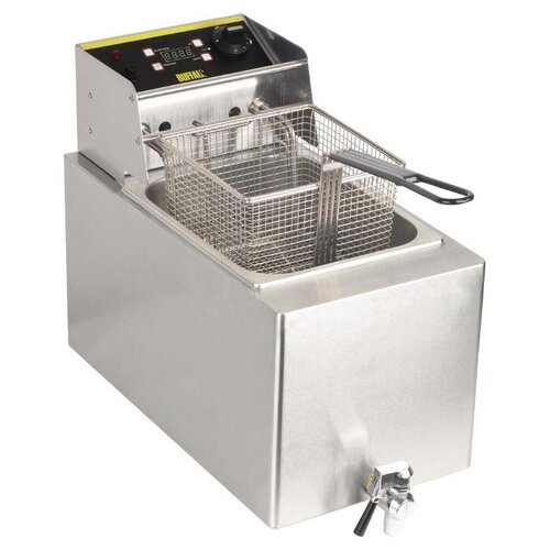 Buffalo Friteuse Inox | 8 Litres | Robinet De Vidange | 2.9kW/230V | 283x595x452(h)mm