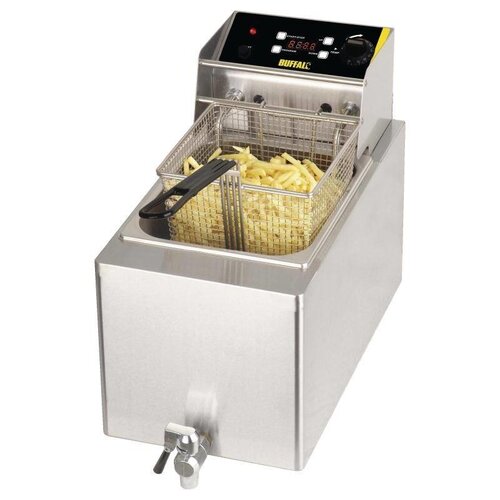 Buffalo Friteuse Inox | 8 Litres | Robinet De Vidange | 2.9kW/230V | 283x595x452(h)mm