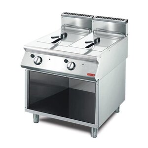 Gastro M Friteuse Gaz Inox + Meuble De Base - 2x 13 Litres - 15kW - 800x700x850(H)mm