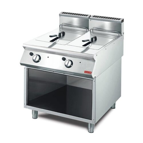 Gastro M Friteuse Gaz Inox + Meuble De Base - 2x 13 Litres - 15kW - 800x700x850(H)mm
