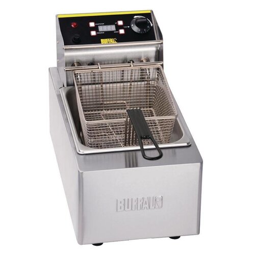Buffalo Friteuse inox | 5 Litres | 2,8kW/230V | Panier Inclus | 454x283x350(h)mm