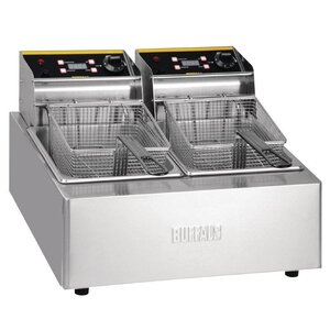 Buffalo Friteuse Double | 2x 5 Litres | Paniers Inclus | 2x 2,8kW/230V | 550x454x352(h)mm