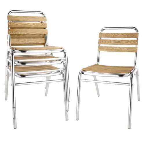 CHRselect Chaises Aluminium & Frêne | Empilable | Lot de 12