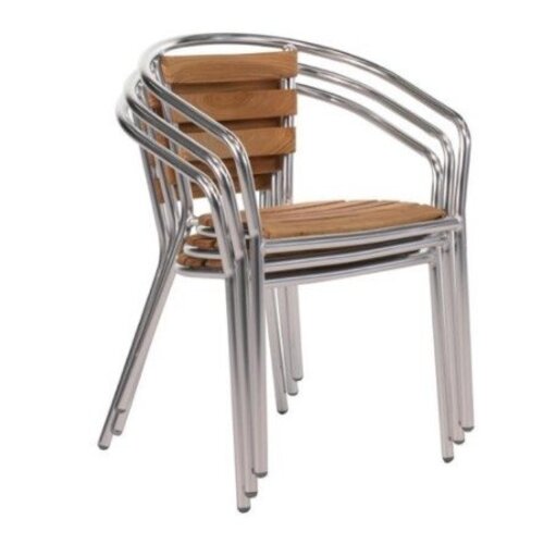 CHRselect Chaises en Aluminium et Frêne | Empilable | Lot de 12