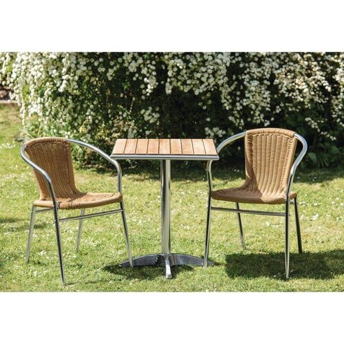 CHRselect Table Carrée en Frêne | Pied Aluminium | 600x600x720(h)mm