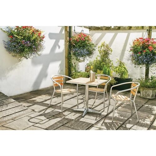 CHRselect Table Carrée en Frêne | Pied Aluminium | 600x600x720(h)mm