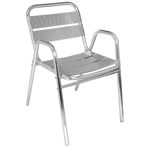 CHRselect Chaises en Aluminium avec Accoudoirs | Empilable | Lot de 12 CHRselect Chaises en Aluminium avec Accoudoirs | Empilable | Lot de 12