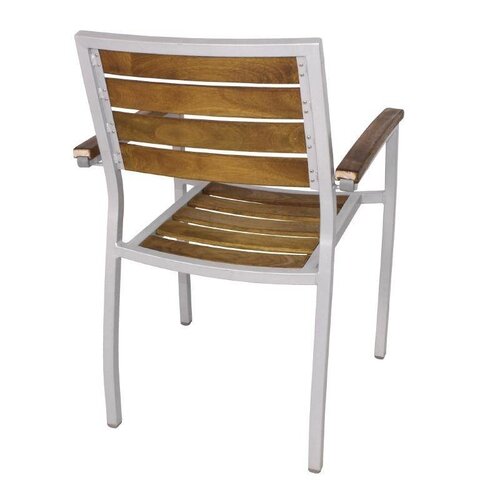 CHRselect Chaises Aluminium et Teck | avec Accoudoirs | Lot de 12