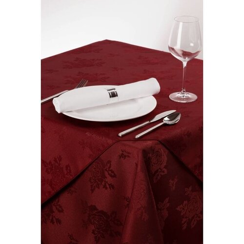 CHRselect Nappe Bordeaux 'Motif Rose' - Polyester - Disponibles en 2 Tailles
