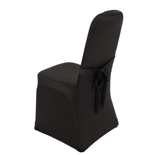 CHRselect Housse De Chaise De Banquet Noire - Jersey Extensible - 100% Polyester