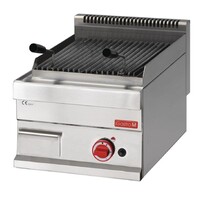 Grillade Pierre De Lave Gaz - Inox - Modèle De Table - Plaque En Fonte - 5,5kW - 650(p)x400(L)x280(H)mm