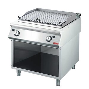 Gastro M Grillade Pierre De Lave Gaz - Inox + Meuble De Base + Grill - 15kW - 800(l)x700(p)x850(h)mm