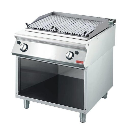 Gastro M Grillade Pierre De Lave Gaz - Inox + Meuble De Base + Grill - 15kW - 800(l)x700(p)x850(h)mm