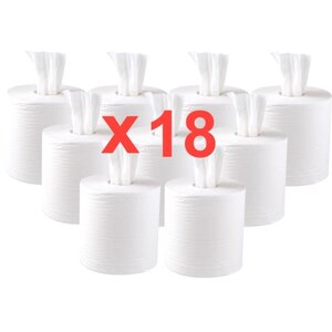 Jantex Rouleaux Blancs Jantex - 2 plis - à Dévidage Central - Lot de 18