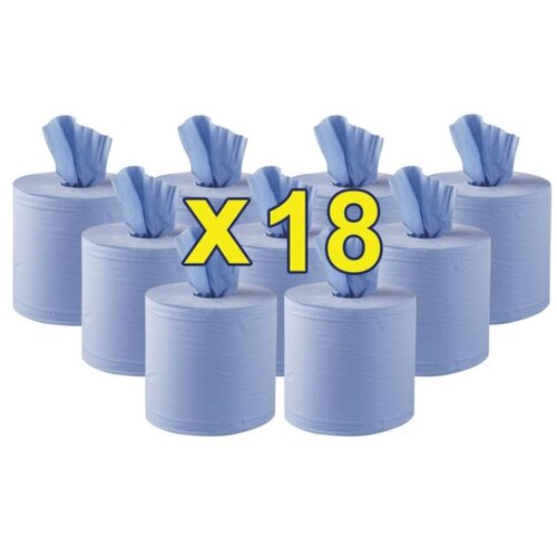 Jantex Rouleaux Bleus Jantex - 2 Plis - à Dévidage Central - Lot de 18