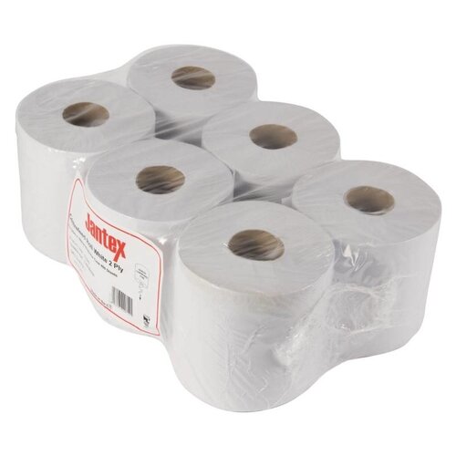 Jantex Rouleaux Blancs Jantex - 2 Plis - à Dévidage Central - Lot de 6