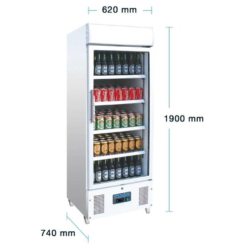 Polar Vitrine Réfrigérée Blanc sur Roues | 336 Litres | Eclairage | 620x570x1900(h)mm