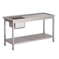 Table De Prélavage | Inox | avec Bac | Pour Lave-Vaiselle à Capot | Gastro-M | Pieds Réglables