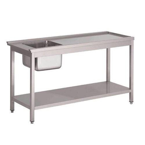 Gastro M Table De Prélavage | Inox | avec Bac | Pour Lave-Vaiselle à Capot |  Gastro-M | Pieds Réglables