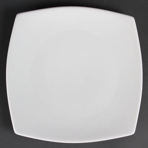CHRselect Assiette Carée Bords Arrondis - Blanche - Olympia - 270mm - 6 Pièces
