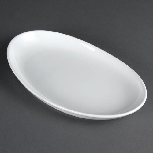 CHRselect Assiette Creuse Ovale - Olympia - Porcelaine Blanche - 304mm - 4 Pièces