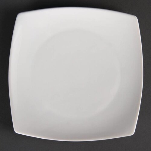 CHRselect Assiette Carée Bords Arrondis - Blanche - Olympia - 185mm - 12 Pièces