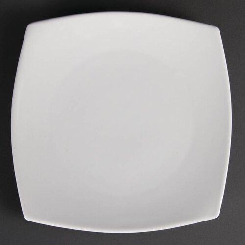 CHRselect Assiette Carée Bords Arrondis - Blanche - Olympia - 240mm - 12 Pièces