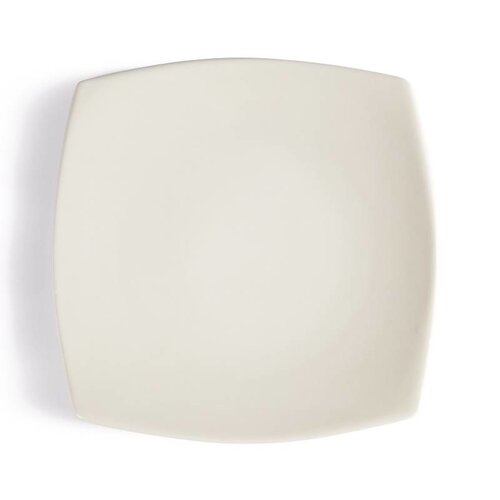 CHRselect Assiette Carrée à Bords Arrondis - Olympia Ivory - 273mm - 12 Pièces