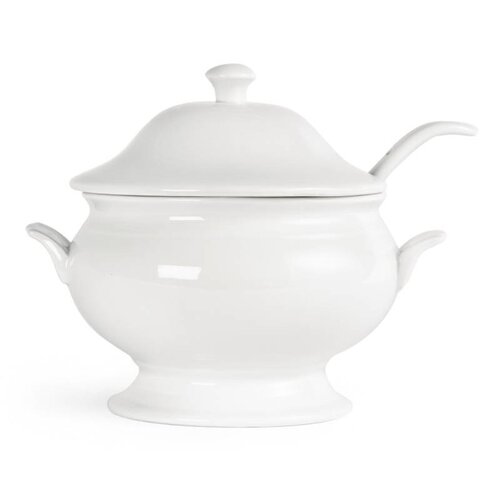 CHRselect Terrine à Soupe Et Louche - Porcelaine Blanche - 2500ml