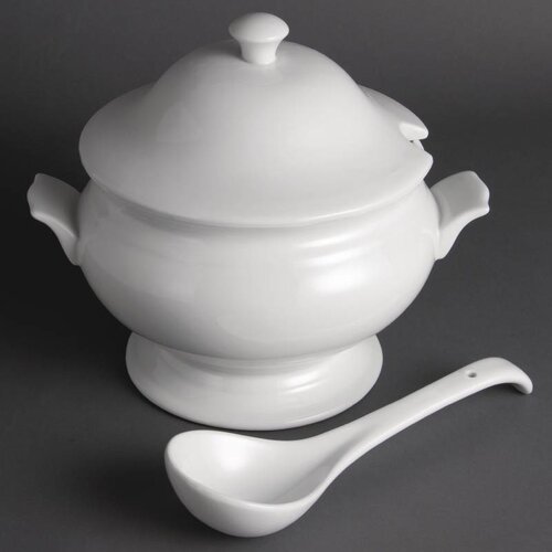 CHRselect Terrine à Soupe Et Louche - Porcelaine Blanche - 2500ml
