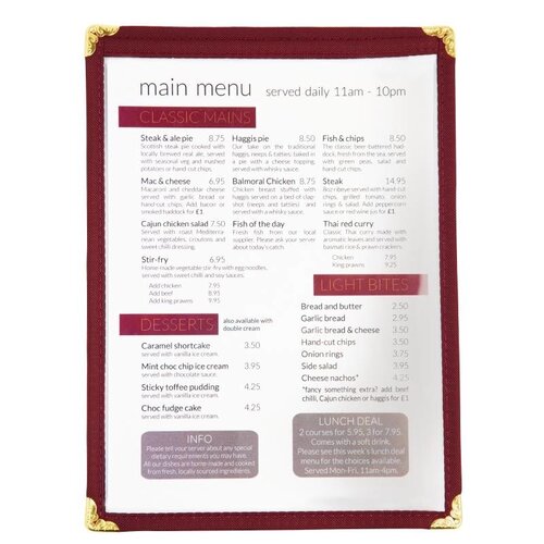 CHRselect Porte-Menu Rouge - Format A5 - 2 Pages