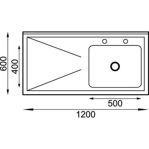 CHRselect Evier Inox - 1 Bac à Droite - 1200x600x900(h)mm