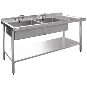 CHRselect Evier Inox Double - 2 Bacs à Gauche - 1800(L)x600(l)x900(h)mm