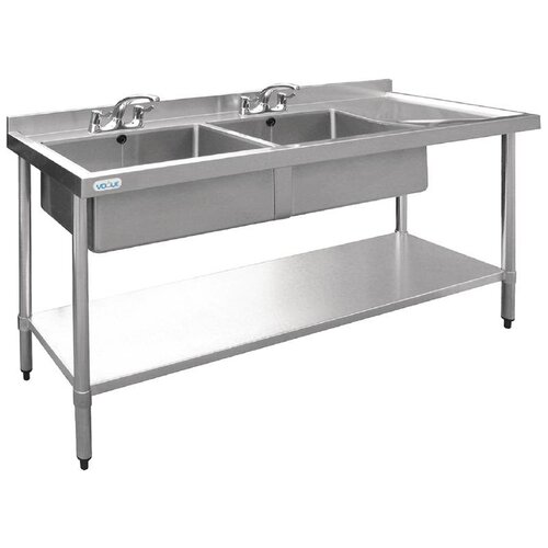 CHRselect Evier Inox Double - 2 Bacs à Gauche - 1800(L)x600(l)x900(h)mm