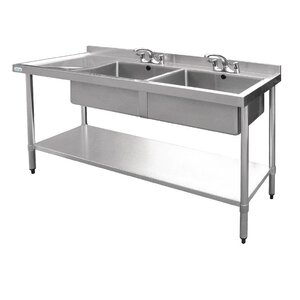 CHRselect Evier Inox Double - 2 Bacs à Droite - 1800(L)x600(l)x900(h)mm