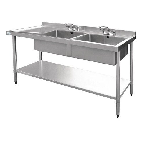 CHRselect Evier Inox Double - 2 Bacs à Droite - 1800(L)x600(l)x900(h)mm