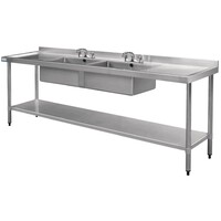 Evier Inox Double - 2 Bacs Au Milieu - 2400(L)x600(l)x900(h)mm