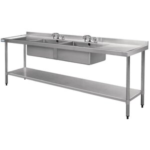 CHRselect Evier Inox Double - 2 Bacs Au Milieu - 2400(L)x600(l)x900(h)mm
