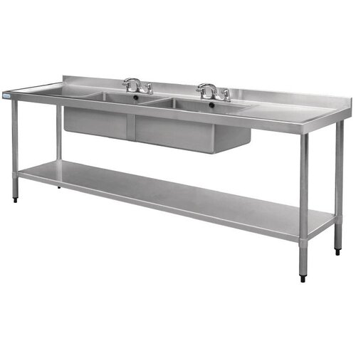 CHRselect Evier Inox Double - 2 Bacs Au Milieu - 2400(L)x600(l)x900(h)mm