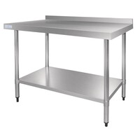 Table De Travail / INOX BUDGET + Étagère Inférieure + Rebord | 600 - 1800(L)mm | 700(P)mm