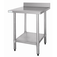 Table De Travail INOX BUDGET + Étagère + Rebord | 600x600x900(h)mm