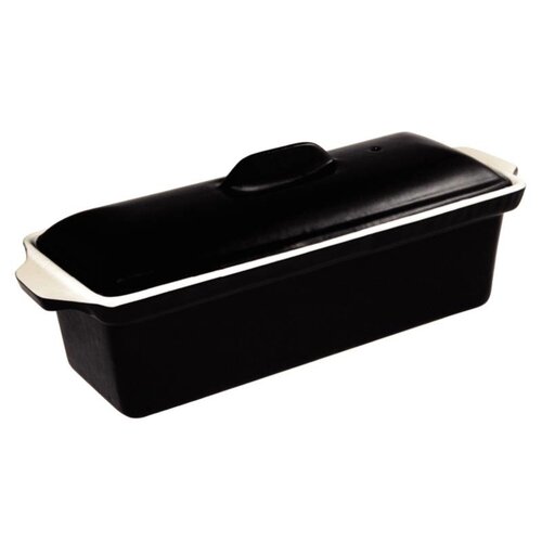 CHRselect Terrine à Pâté En Fonte - Noire - Plat Trempé Anti-Adhésif - 1300ml - 310(L)x100(l)x90(H)mm