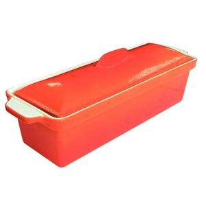 CHRselect Terrine à Pâté En Fonte - Orange - Plat Trempé Anti-Adhésif - 1300ml - 310(L)x100(l)x90(H)mm