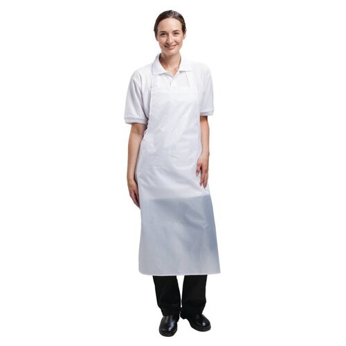 CHRselect Tablier Bavette - Imperméable - Nylon - Blanc - 700(l)x1000(L)mm