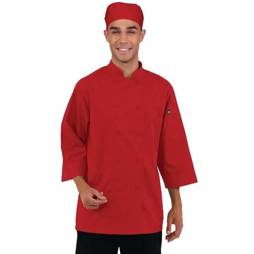 CHRselect Veste De Cuisinier Manches 3/4 - ChefWorks - Rouge - Disponibles En 6 Tailles