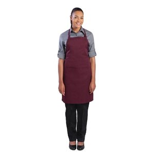 CHRselect Tablier Bavette Chef Works + Tour De Cou Réglable + Double Poche - 860(L)x610(l)mm - Aubergine