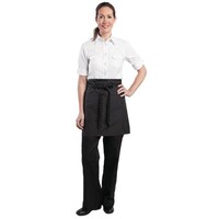 Tablier Demi-Large Noir - Finement Rayé - Chef Works - Unisexe - 800(l)x 480(L)mm