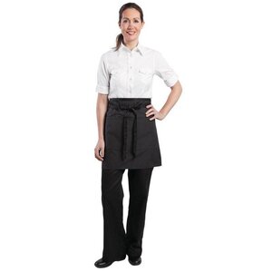 CHRselect Tablier Demi-Large Noir - Finement Rayé - Chef Works - Unisexe - 800(l)x 480(L)mm