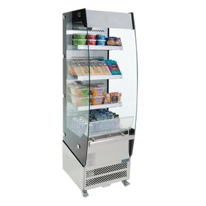 Polar Vitrine Réfrigérée 'Libre Service' Inox | 3 Étagères Réglables | 220 Litres | 494x600x1740(h)mm